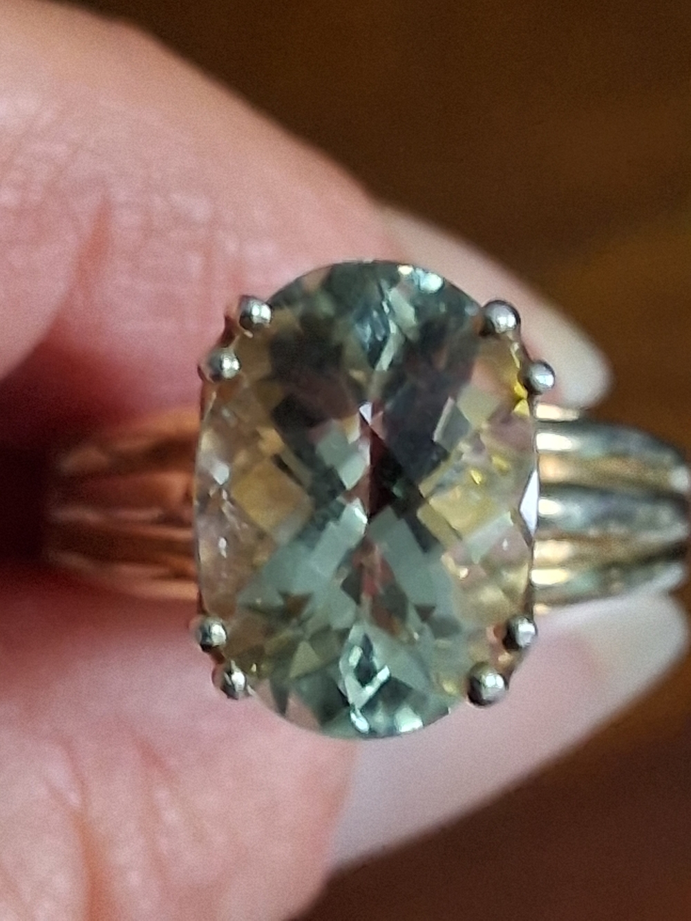 Sterling Silver Clyde Duneier Cathedral Vintage Solitaire Ring in Gold Vermeil